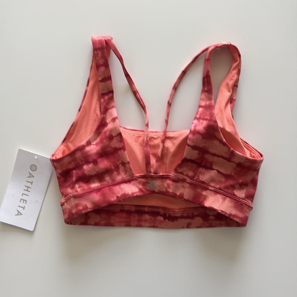 NWT Athleta Exhale Tahiti Island Coral Printed Bra XXS D/DD Cup Size - Picture 2 of 8